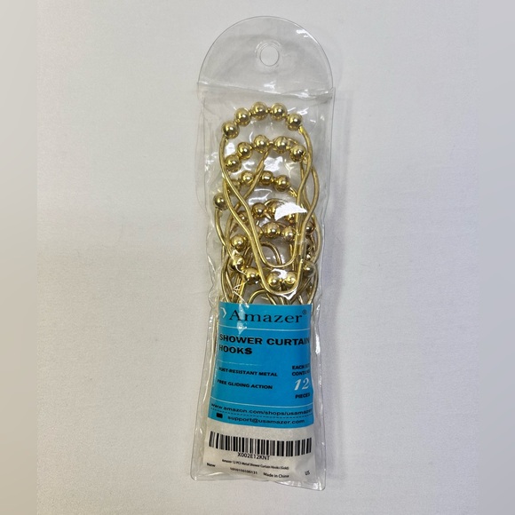 Amazer Shower Curtain Hooks, 12 Count, Stainless Steel, Polished Golden - Picture 6 of 8